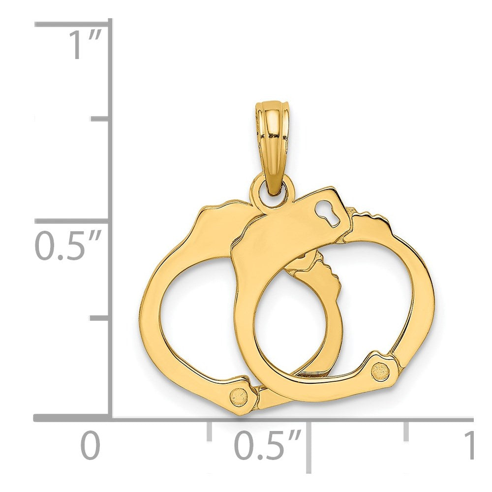 14K Gelbgold Handschellen-Charm, 2-teilig