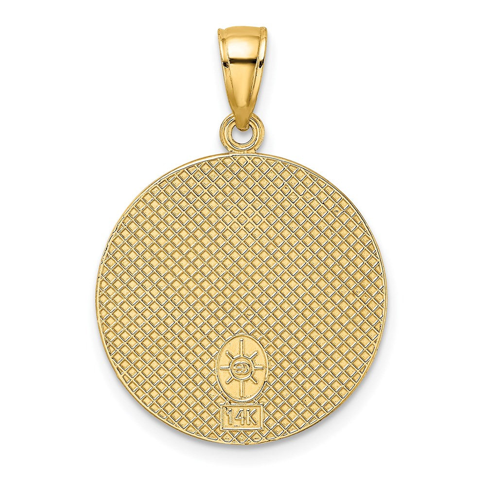 14K Gelbgold CHICAGO Skyline Charm auf runder Scheibe