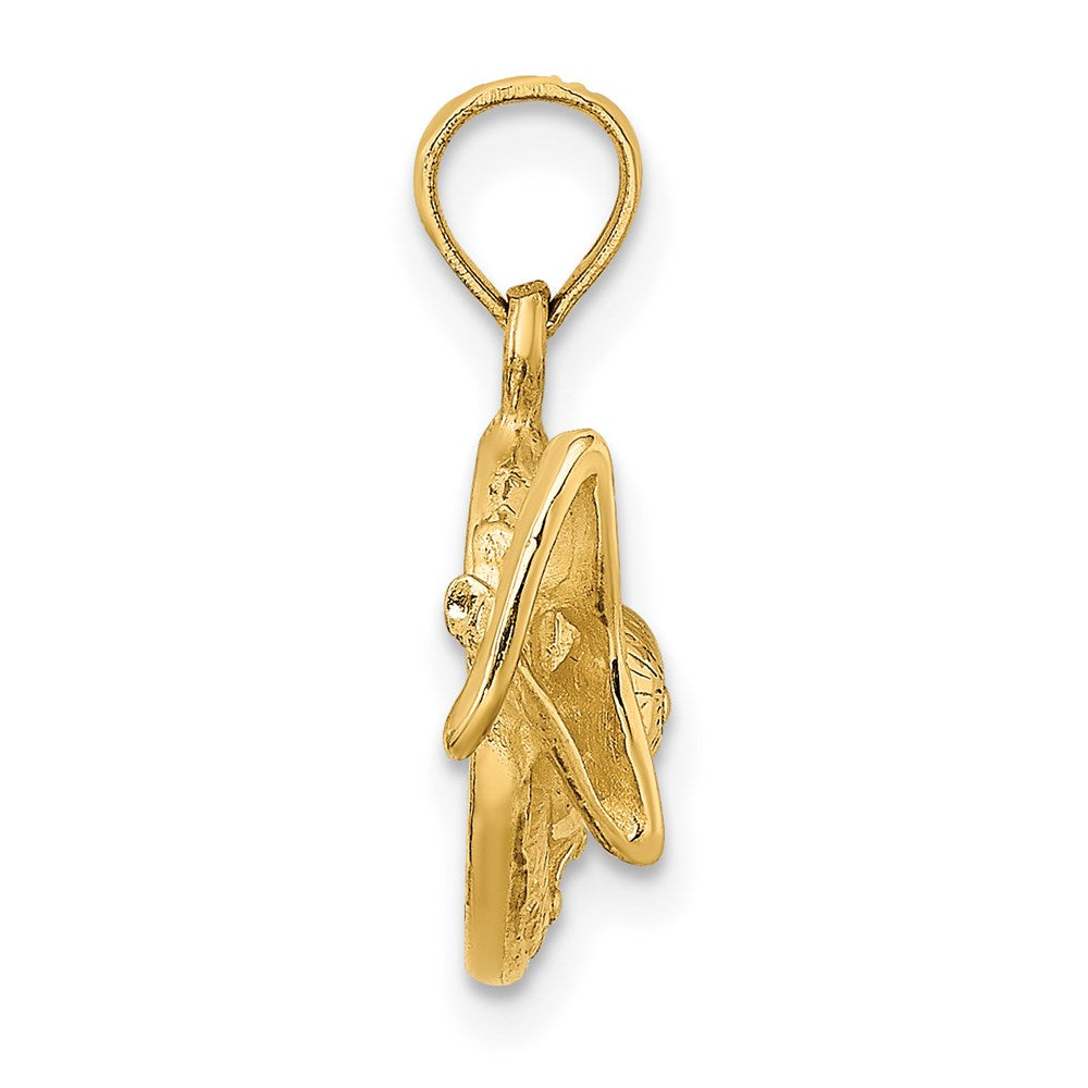 14K Gelbgold 3-D Sonnenhut-Charm mit Sonnenbrille