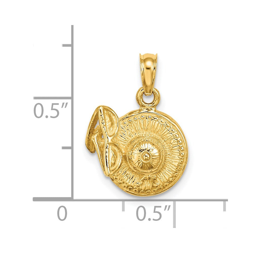 14K Gelbgold 3-D Sonnenhut-Charm mit Sonnenbrille