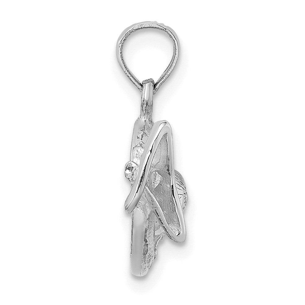 14K Weißgold 3-D-Sonnenhut-Charm mit Sonnenbrille