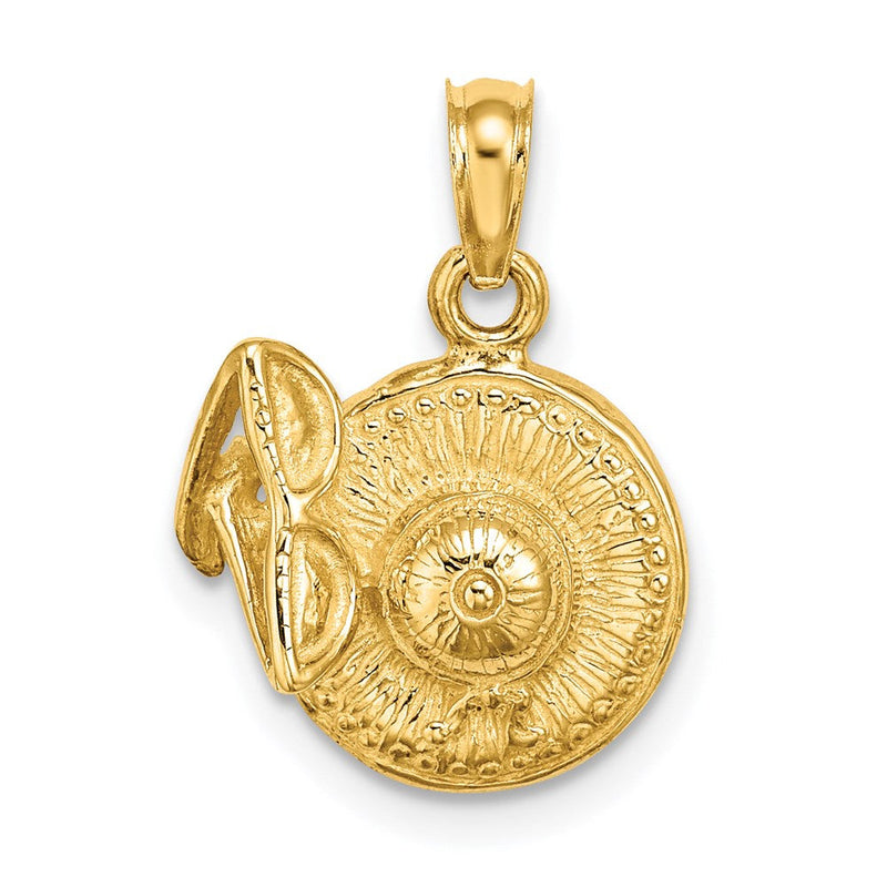 14K Gelbgold 3-D Sonnenhut-Charm mit Sonnenbrille