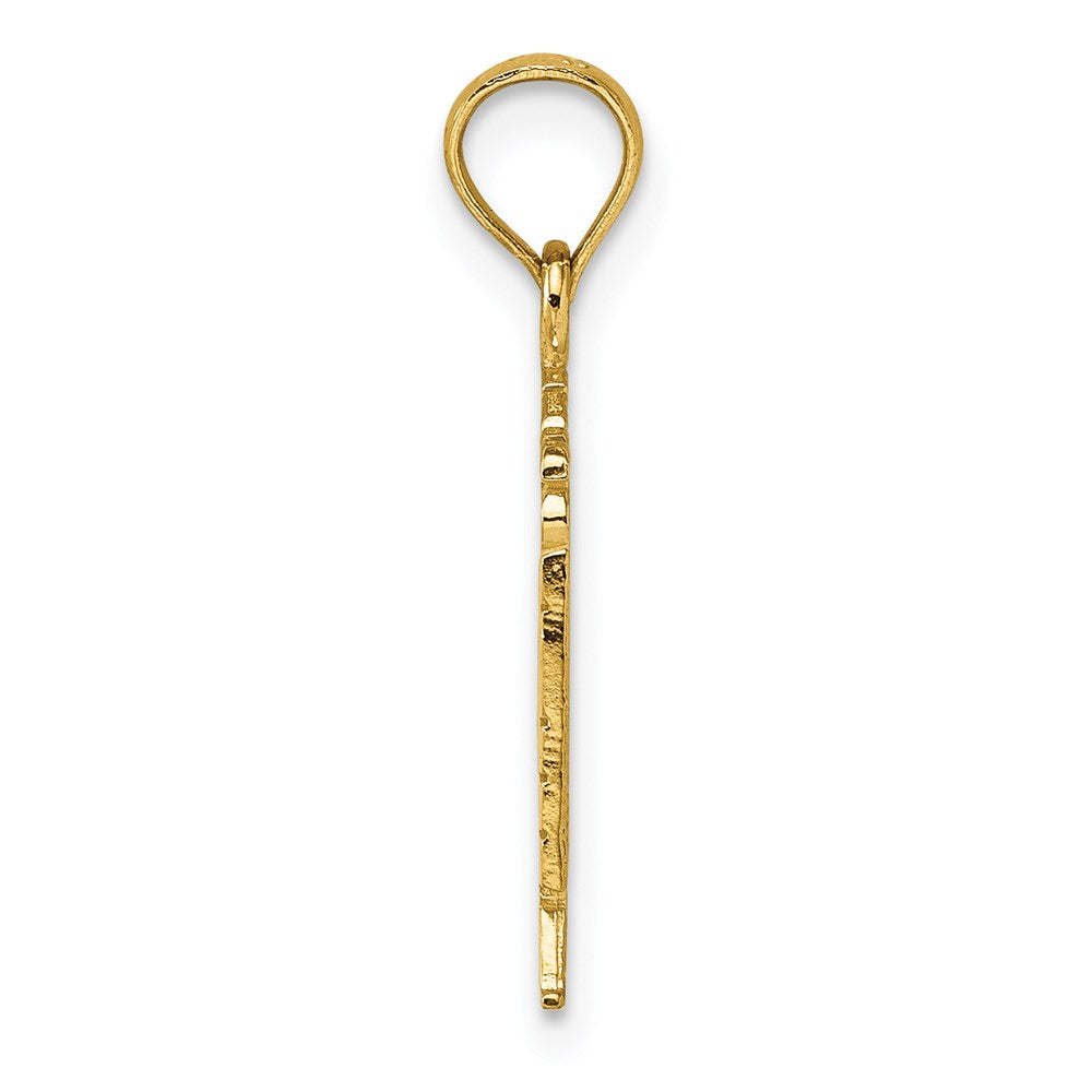 14K Gelbgold Charm "God Bless America" mit Flagge, poliert und strukturiert