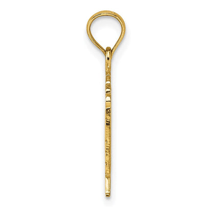14K Gelbgold Charm "God Bless America" mit Flagge, poliert und strukturiert
