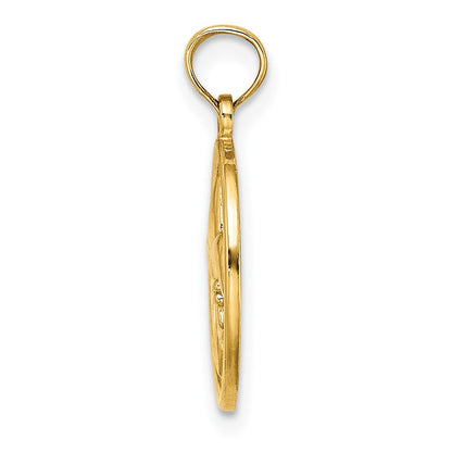 14K Gelbgold Fleur-de-Lis auf ovaler Scheibe Charm