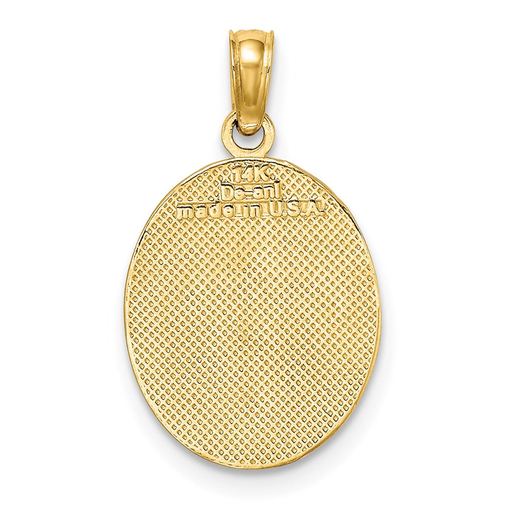 14K Gelbgold Fleur-de-Lis auf ovaler Scheibe Charm