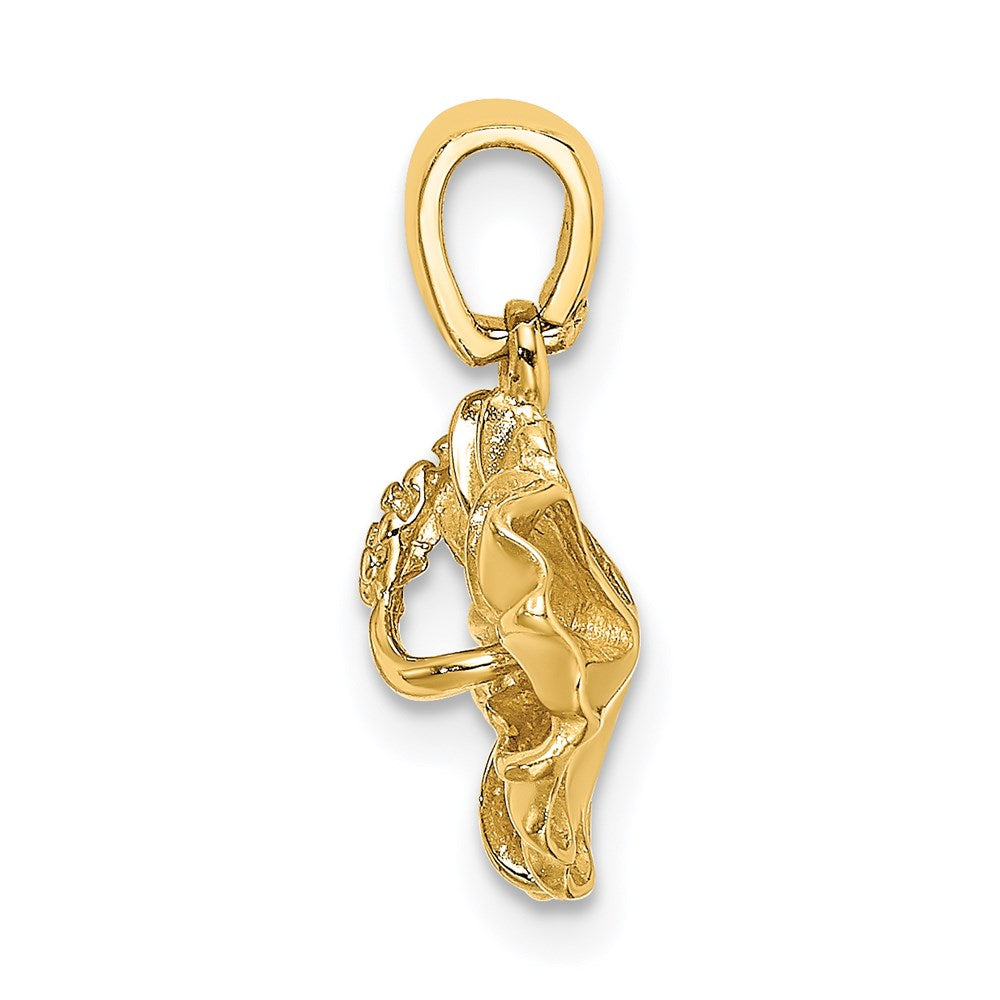 14K Gelbgold Strukturiert Hibiscus Blume Charm