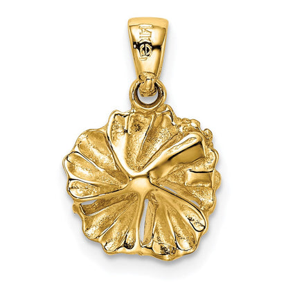 14K Gelbgold Strukturiert Hibiscus Blume Charm