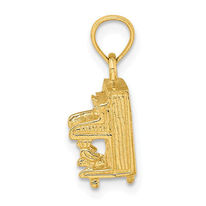 14K Gelbgold 3-D Klavier-Charm (aufrecht)