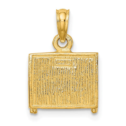 14K Gelbgold 3-D Klavier-Charm (aufrecht)
