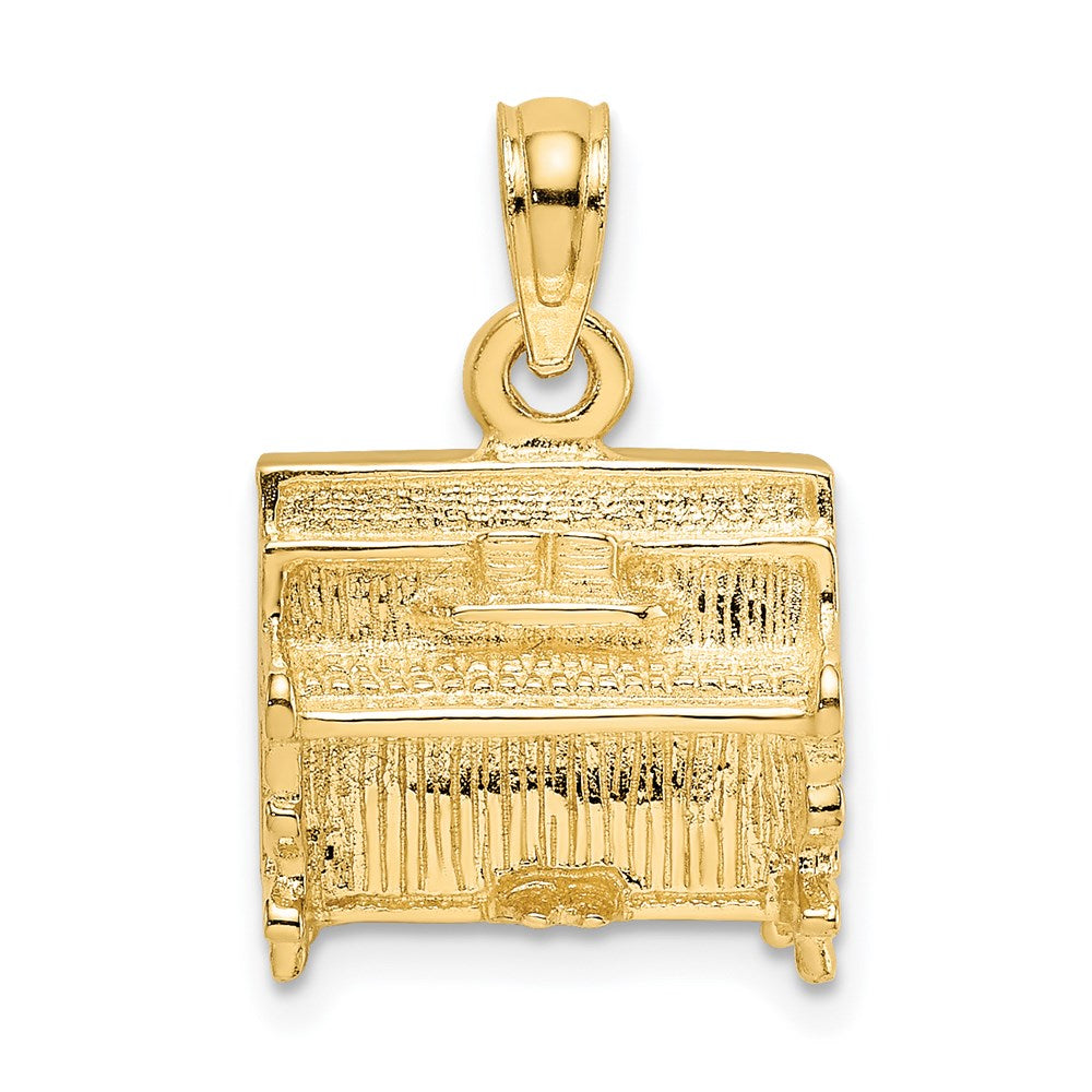 14K Gelbgold 3-D Klavier-Charm (aufrecht)