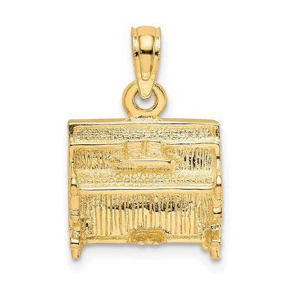 14K Gelbgold 3-D Klavier-Charm (aufrecht)