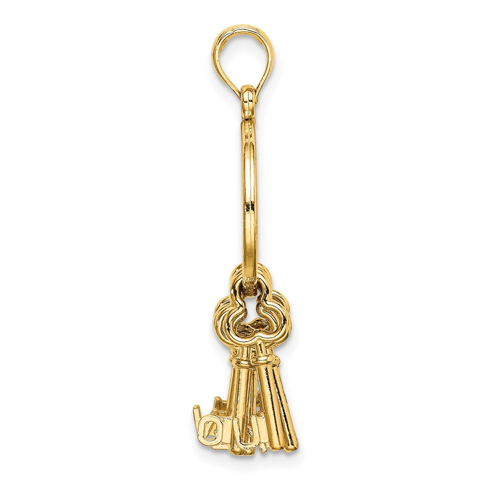 14K Gelbgold Beweglich 3d I Liebe You Key Kette Charm