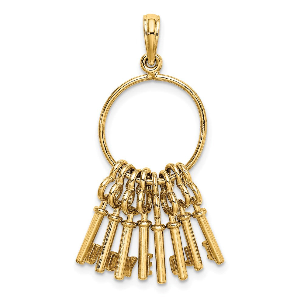 14K Gelbgold Beweglich 3d I Liebe You Key Kette Charm