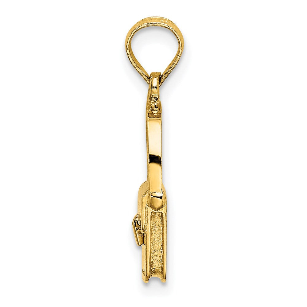 14K Gelbgold 3-D beweglicher polierter Geldbörsen-Charm
