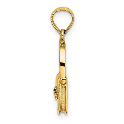 14K Gelbgold 3-D beweglicher polierter Geldbörsen-Charm