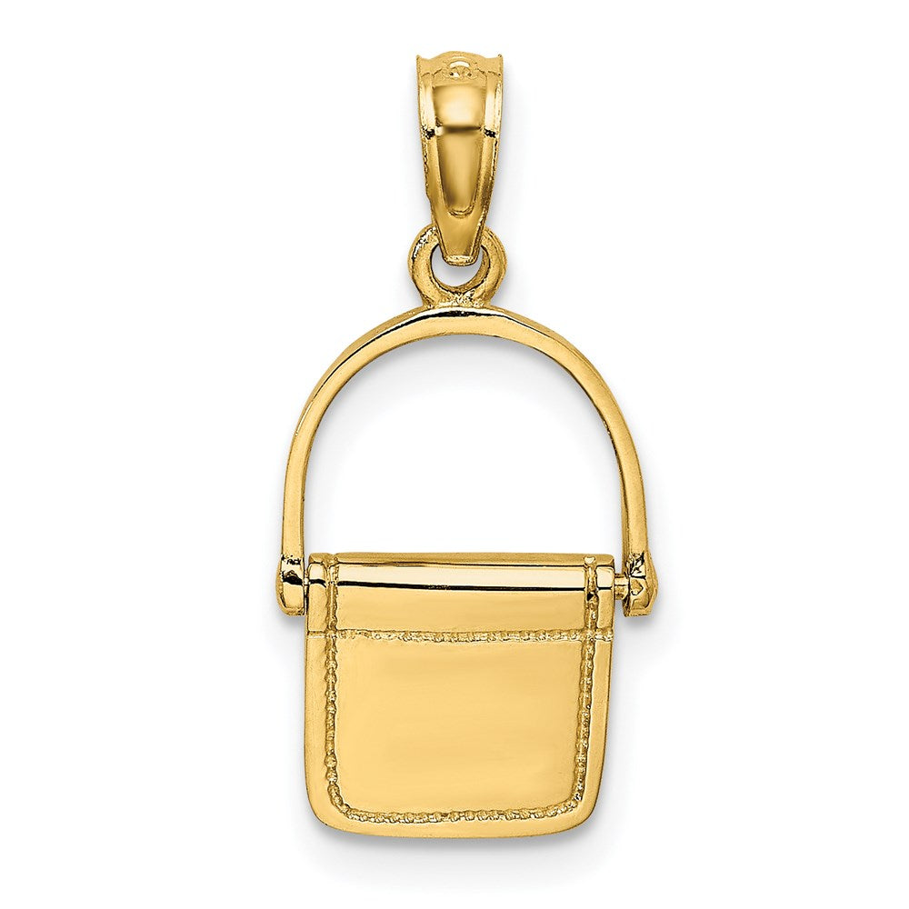 14K Gelbgold 3-D beweglicher polierter Geldbörsen-Charm
