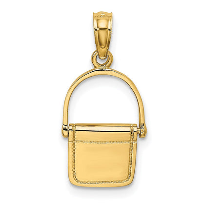 14K Gelbgold 3-D beweglicher polierter Geldbörsen-Charm