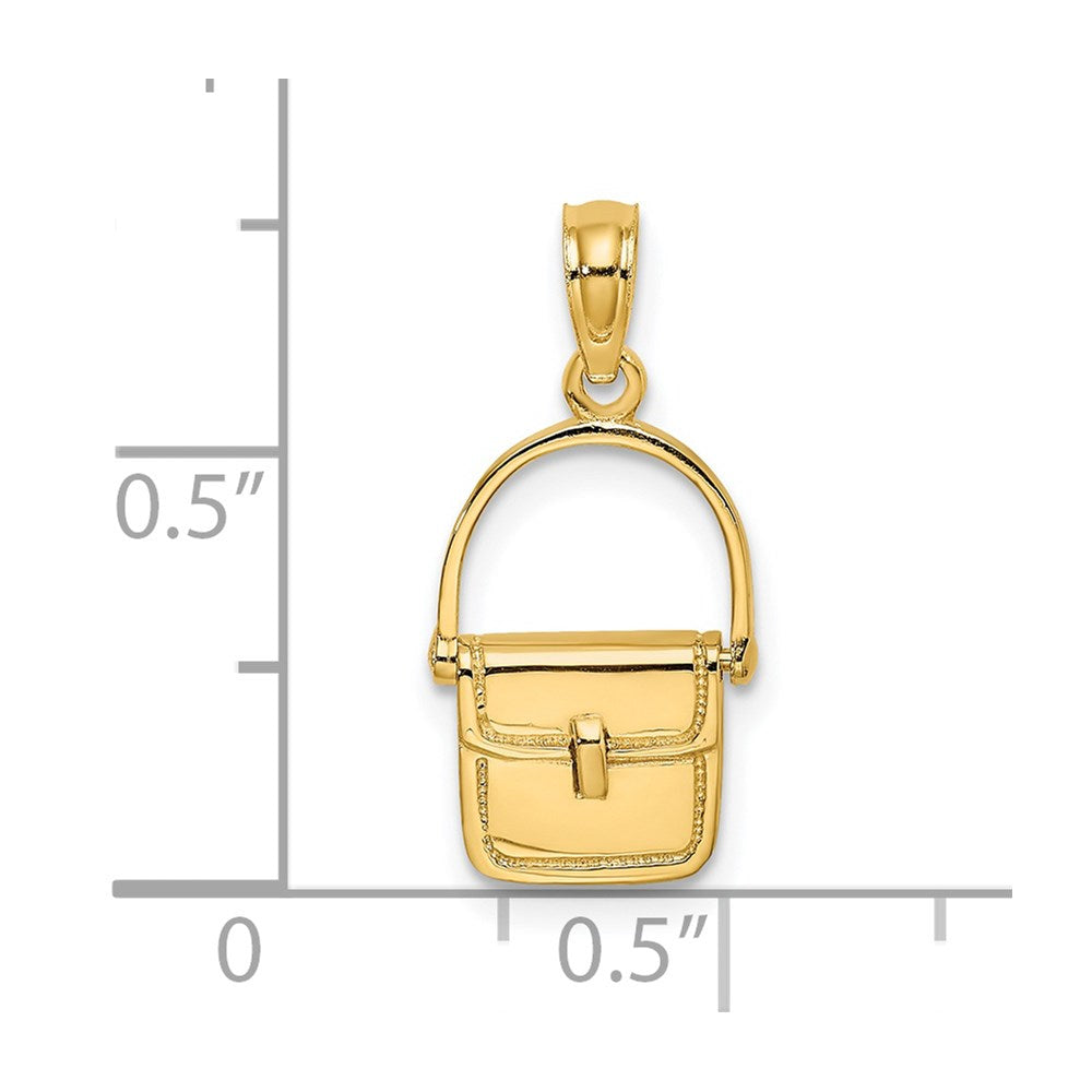 14K Gelbgold 3-D beweglicher polierter Geldbörsen-Charm