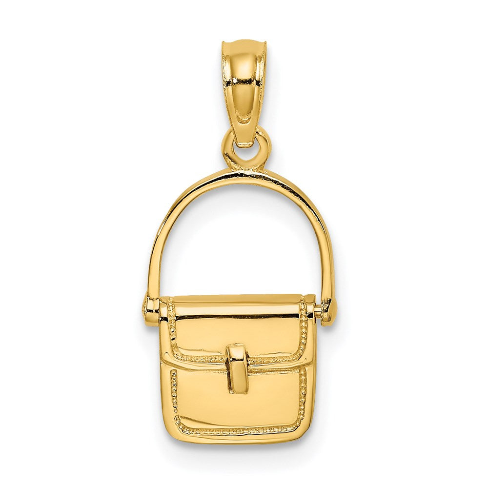 14K Gelbgold 3-D beweglicher polierter Geldbörsen-Charm