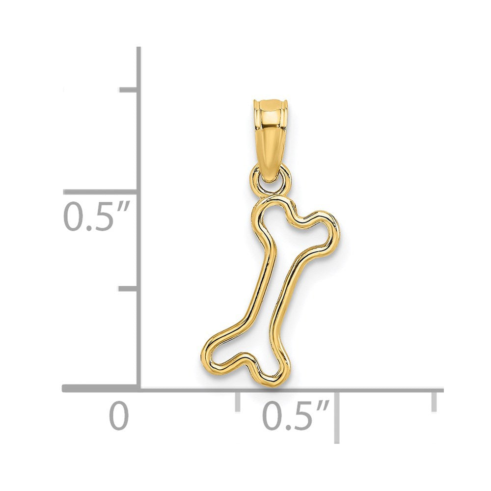 14K Gelbgold Ausgeschnitten Poliert Mini Hund Bone Charm