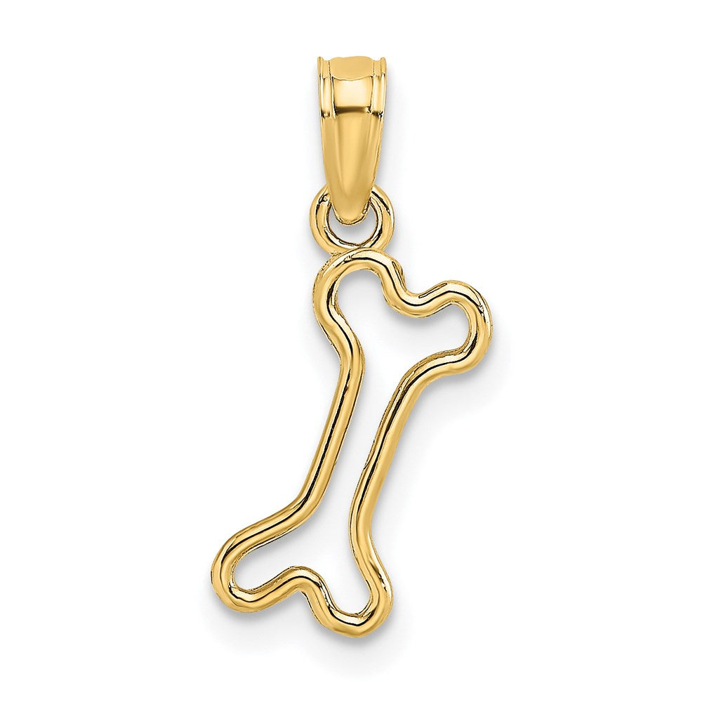 14K Gelbgold Ausgeschnitten Poliert Mini Hund Bone Charm