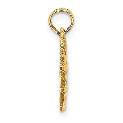 14K Gelbgold Weinfass mit Trauben Charm
