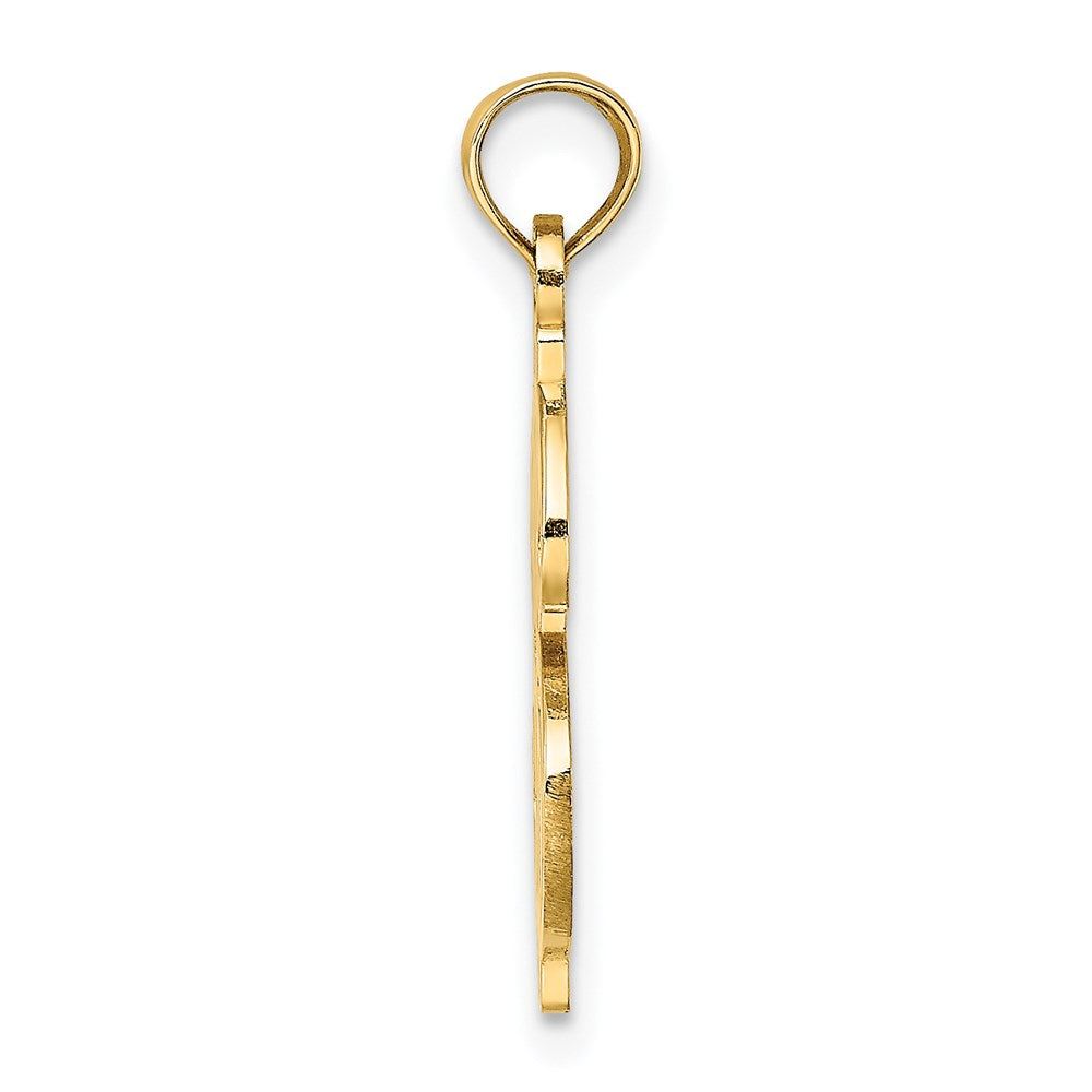 14K Gelbgold Strukturiert Dollar Zeichen Charm