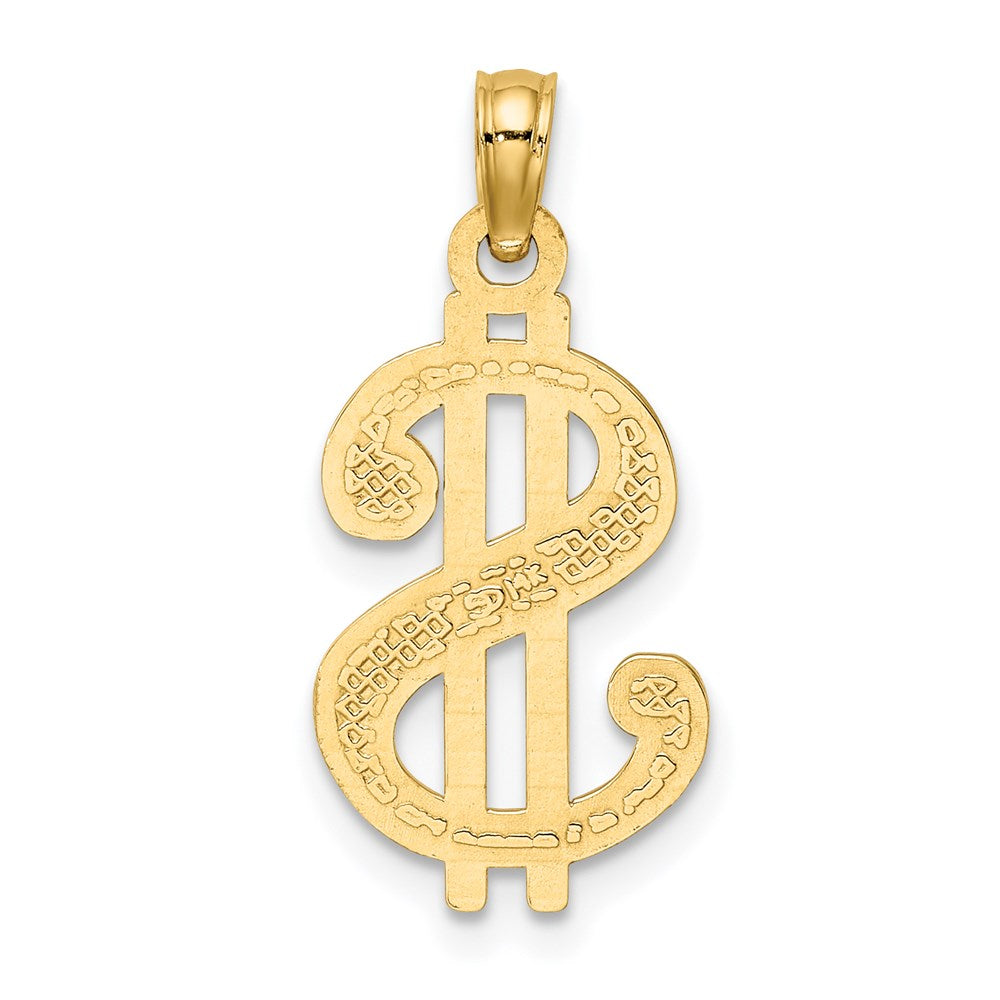 14K Gelbgold Strukturiert Dollar Zeichen Charm