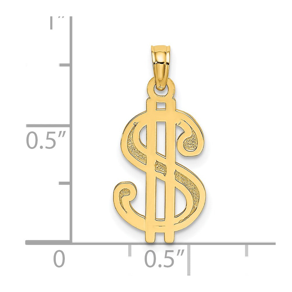 14K Gelbgold Strukturiert Dollar Zeichen Charm