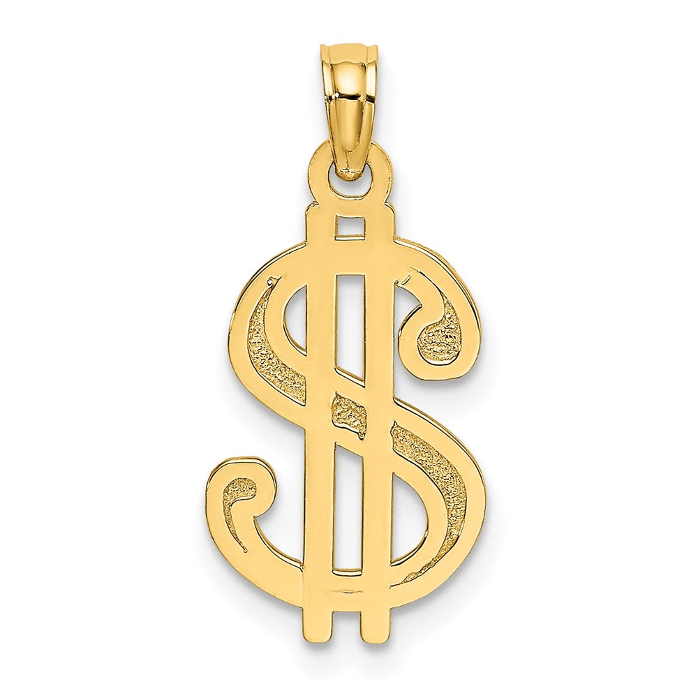 14K Gelbgold Strukturiert Dollar Zeichen Charm