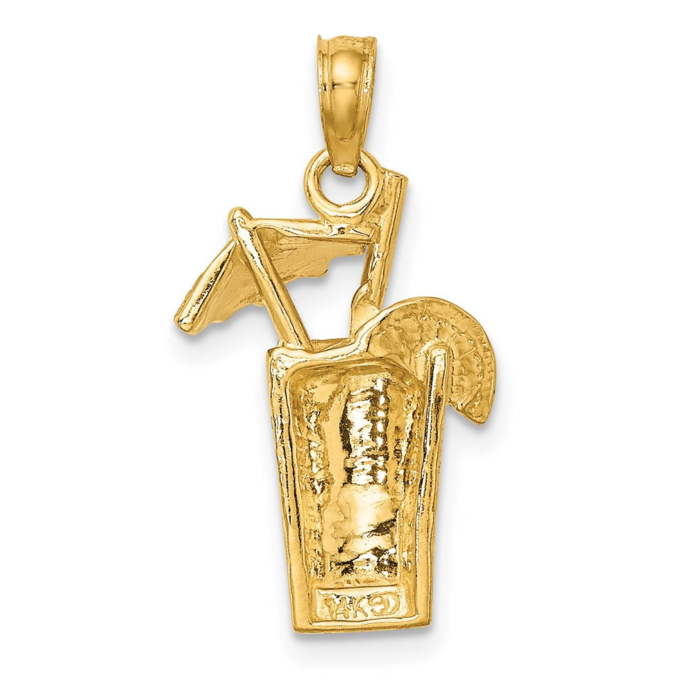 14K Gelbgold Cocktail-Drink mit Schirmchen Charm