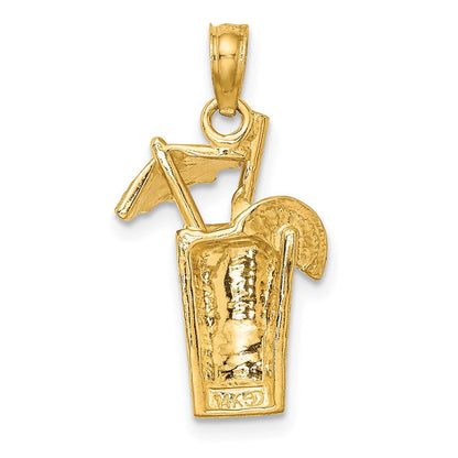 14K Gelbgold Cocktail-Drink mit Schirmchen Charm
