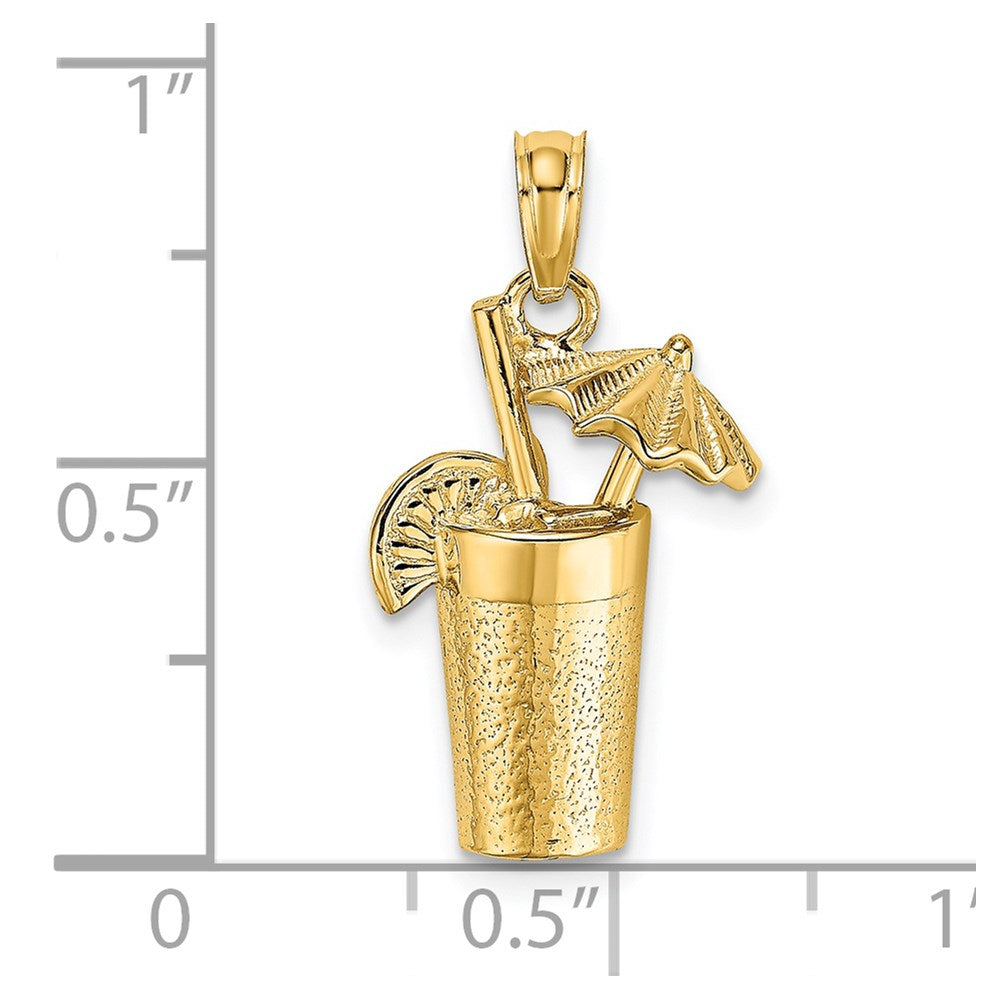 14K Gelbgold Cocktail-Drink mit Schirmchen Charm