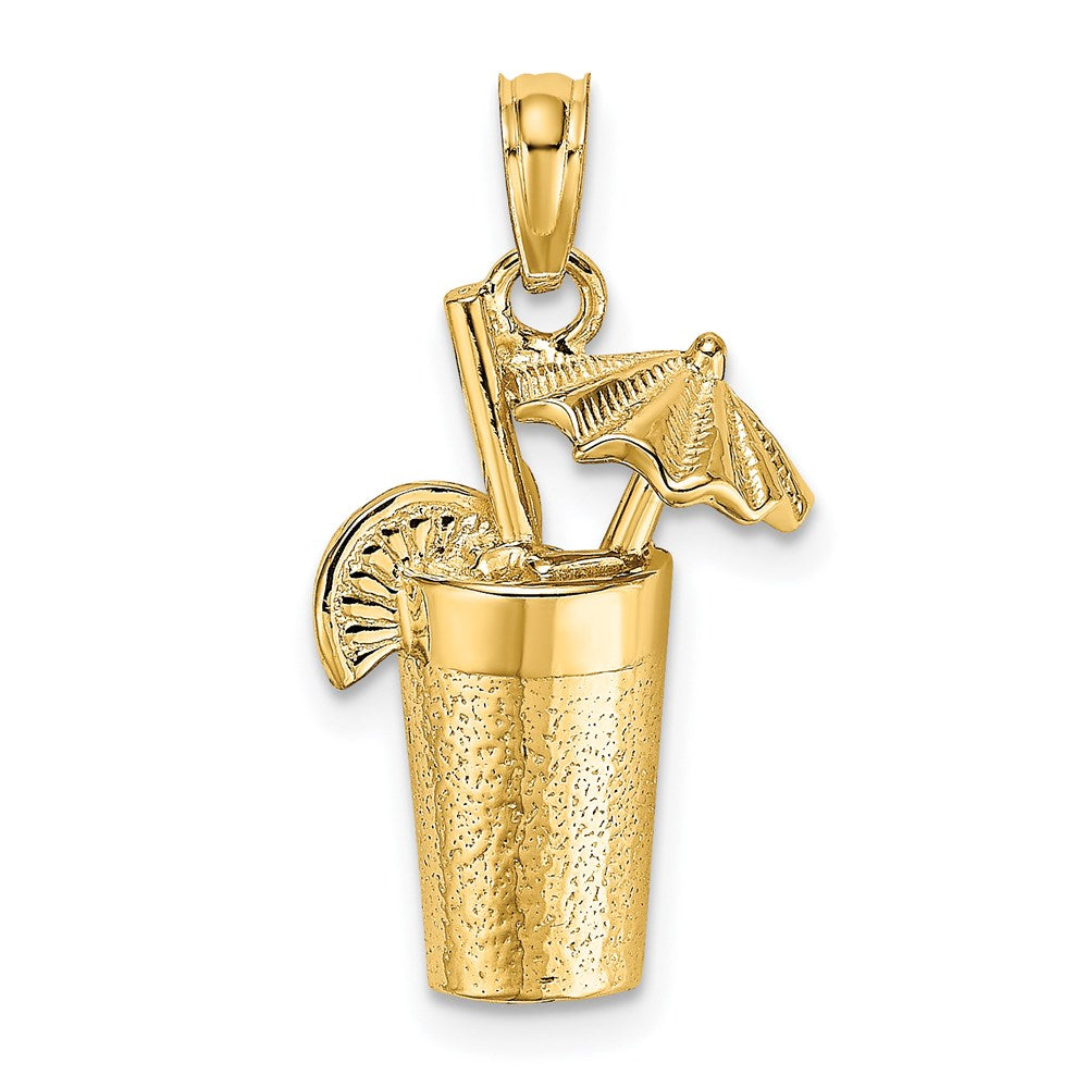 14K Gelbgold Cocktail-Drink mit Schirmchen Charm