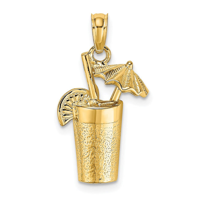 14K Gelbgold Cocktail-Drink mit Schirmchen Charm