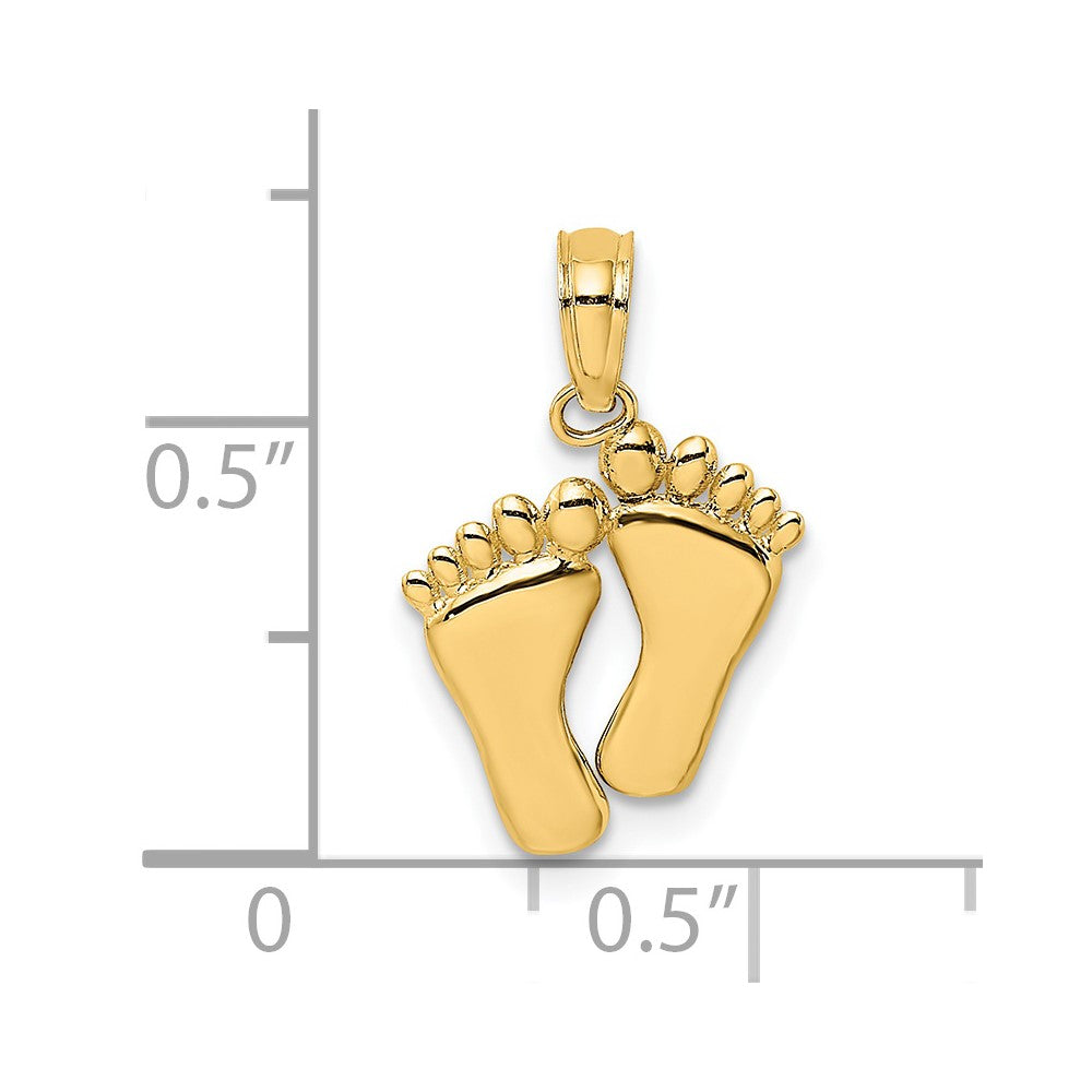 14K Gelbgold Doppelt Feet Hang Ten Style Charm