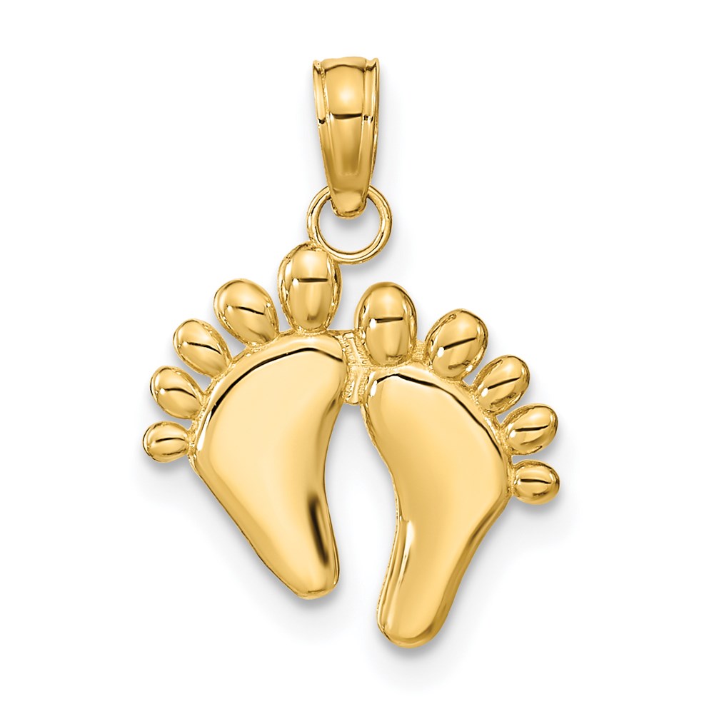 14K Gelbgold Doppelt Feet Hang Ten Style Charm
