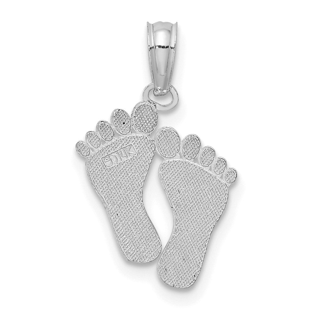 14K Weißgold Doppelt Feet Hang Ten Style Charm