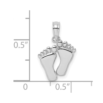 14K Weißgold Doppelt Feet Hang Ten Style Charm