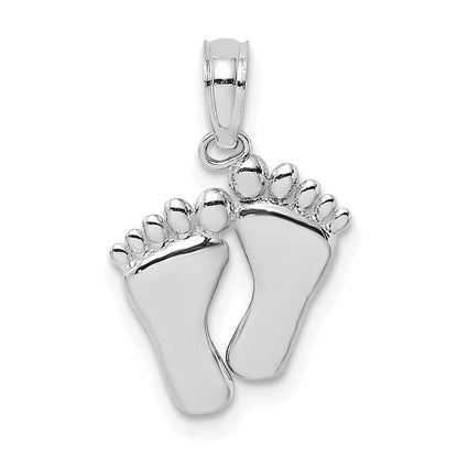14K Weißgold Doppelt Feet Hang Ten Style Charm