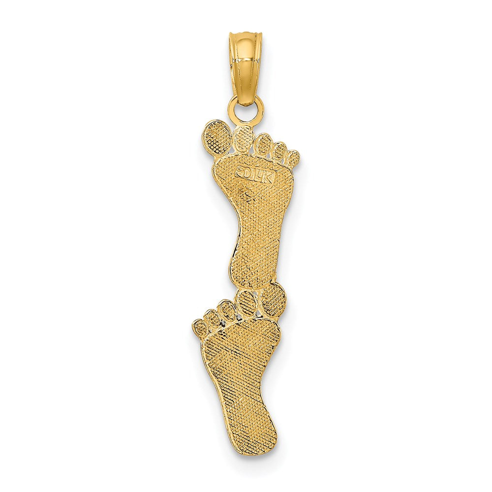 14K Gelbgold Poliert Doppelt Vertikal Feet Charm