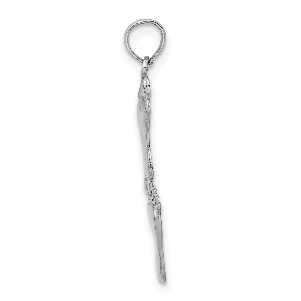 14K Weißgold Poliert Doppelt Vertikal Feet Charm