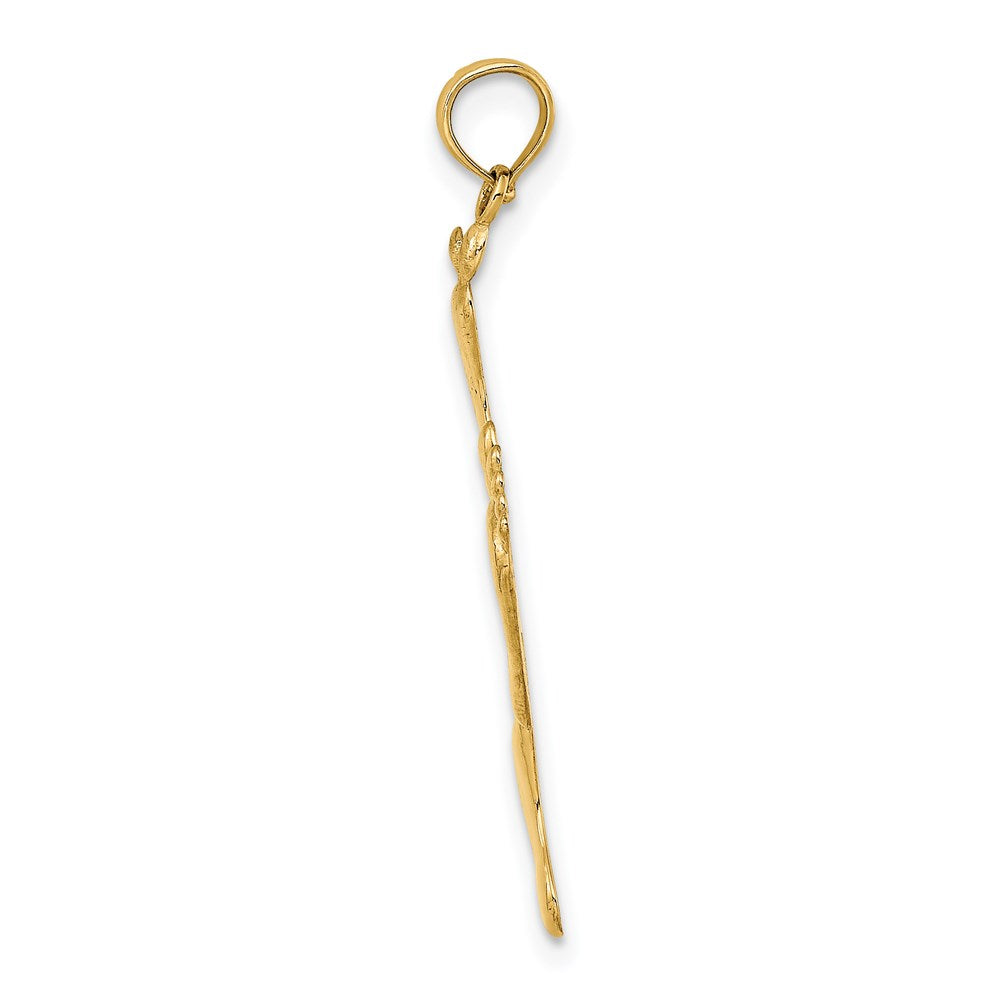 14K Gelbgold Poliert Dreifach Vertikal Feet Charm
