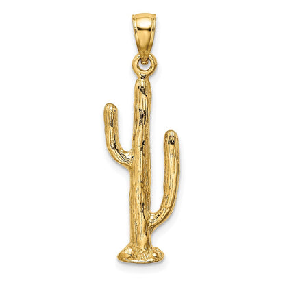 14K Gelbgold 3-D Saguaro-Kaktus-Charm