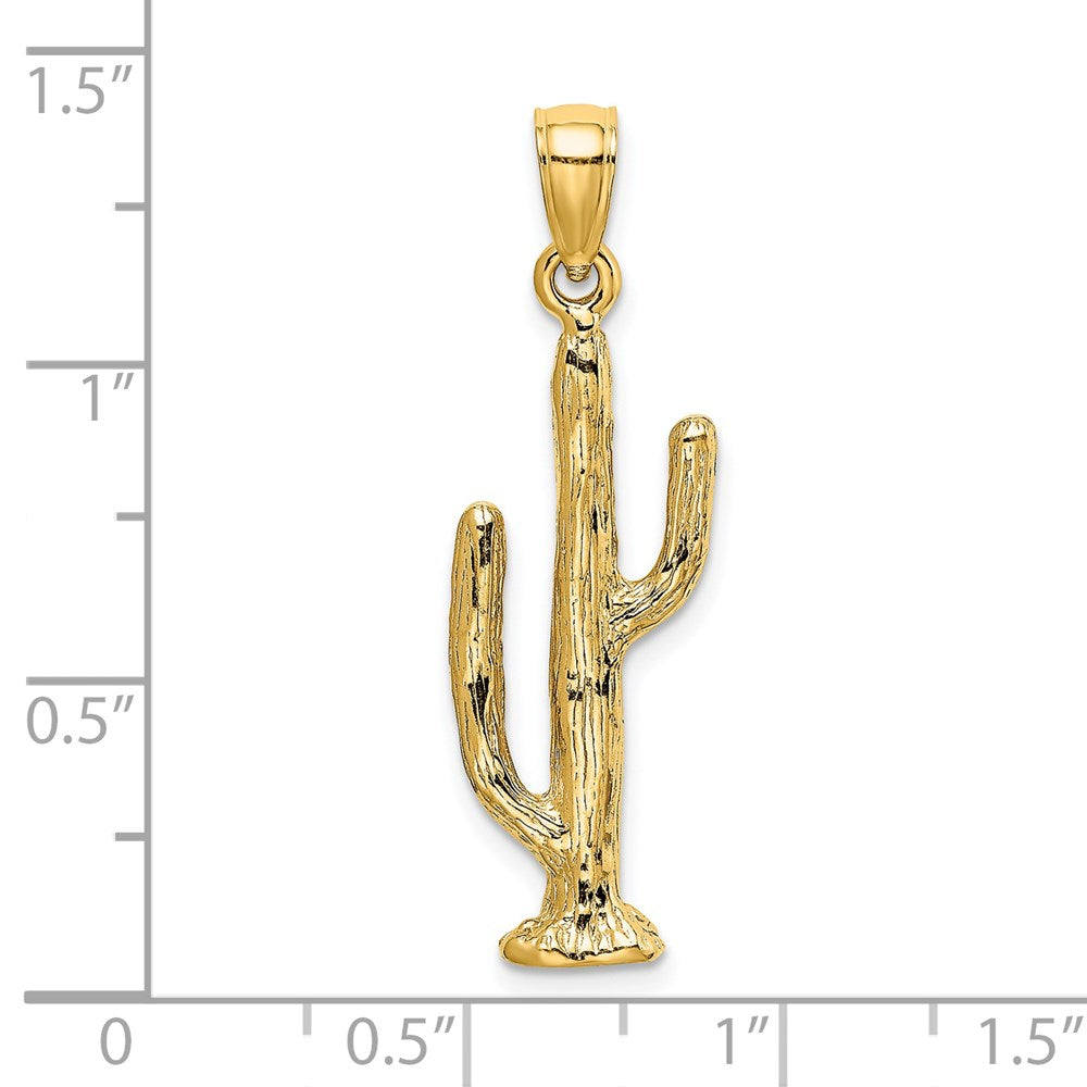 14K Gelbgold 3-D Saguaro-Kaktus-Charm