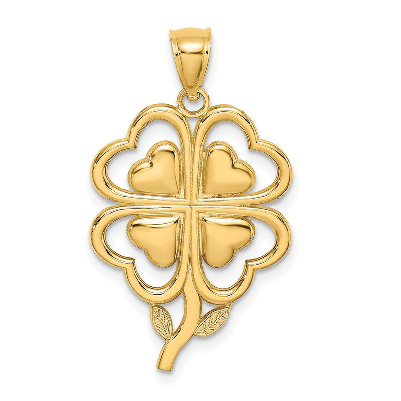 14K Gelbgold Kleeblatt-Charm mit 4 Blättern
