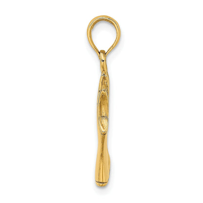 14K Gelbgold 3-D Tanktop-Shirt-Charm mit Herz