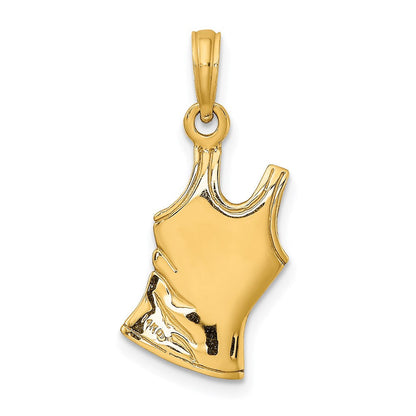 14K Gelbgold 3-D Tanktop-Shirt-Charm mit Herz
