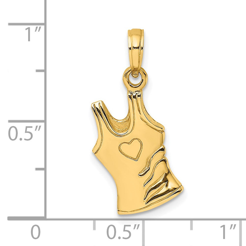 14K Gelbgold 3-D Tanktop-Shirt-Charm mit Herz